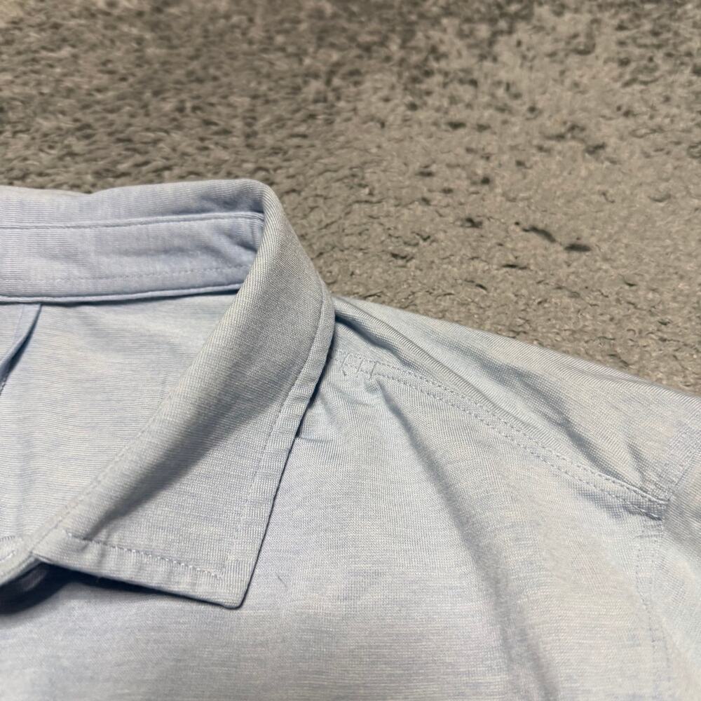 Lululemon Polo Shirt Mens Medium ? Blue Performance Slim Short Sleeve - Picture 2 of 6